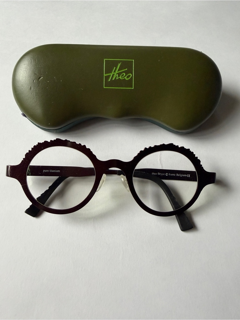 ** LIKE NEW** Theo Bryce 311 Women's Round Burgundy Titanium Glasses